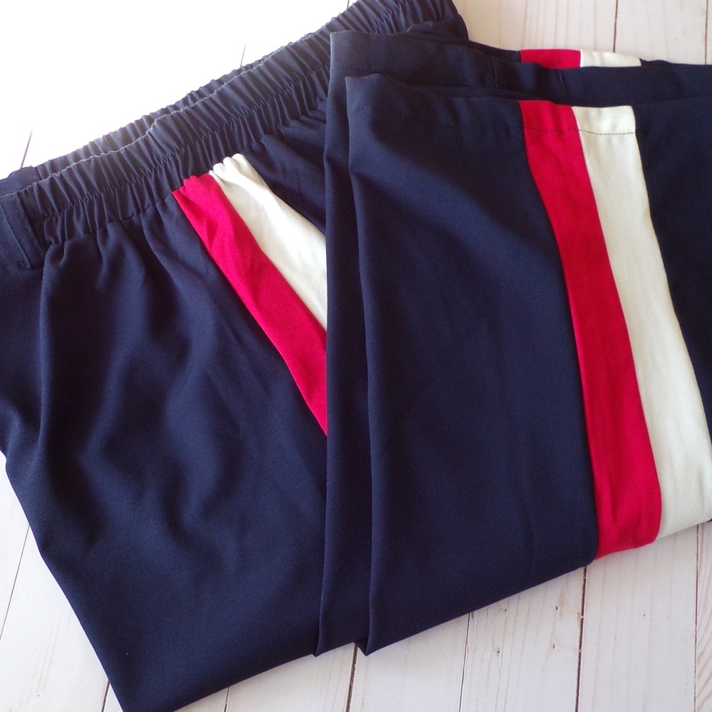 Womens Sports Pants 1X Blue With Stripes W1688